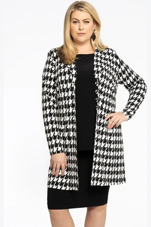 Yoek Blazer Long PIED DE POULE | Zwart | Maat 38/40