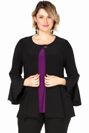 Yoek Cardi-jacket frilled cuff | Zwart | Maat 38