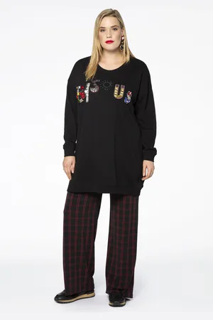 Yoek Wijde broek CHECK | Zwart | Maat 38/40