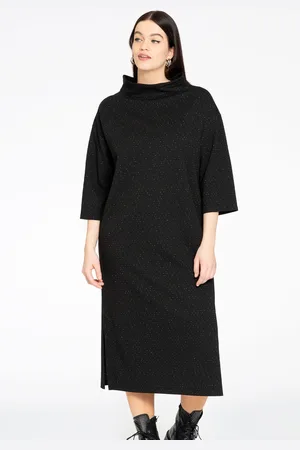 Yoek Jurk met turtle neck STELLA | Zwart | Maat 38/40