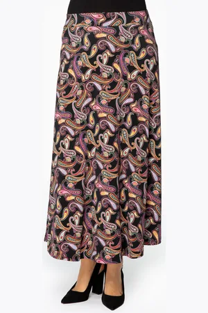 Yoek Lange rok PAISLEY | Zwart | Maat 38/40