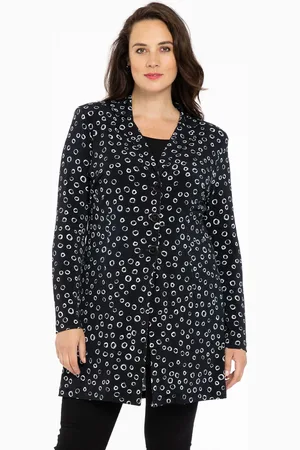 Yoek Lange Blazer CIRCLES | Zwart | Maat 38/40