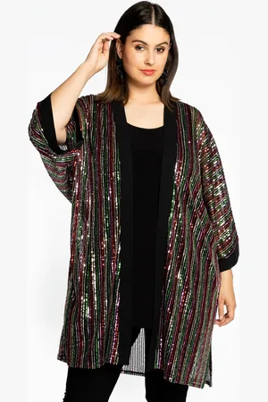 Yoek Kimono met pailletten RAINBOW | Zwart | Maat 38/40