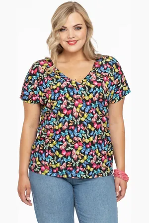 Yoek Shirt met dubbele V-hals | Zwart | Maat 38/40