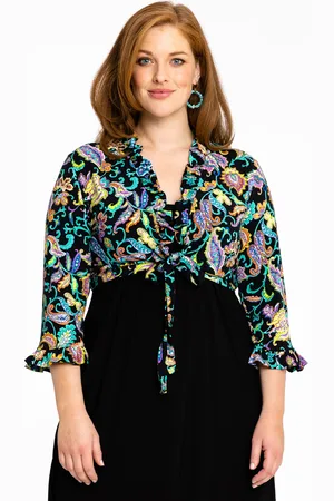Yoek Bolero met ruches FOLK | Zwart | Maat 38/40