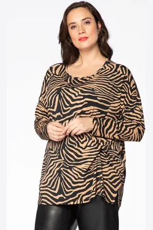 Yoek Shirt met knoopdetail | Bruin | Maat 38/40