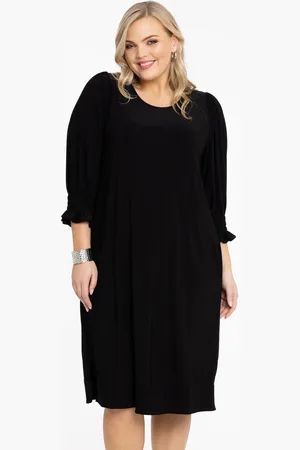 Yoek Dress puff sleeve | Zwart | Maat 38/40