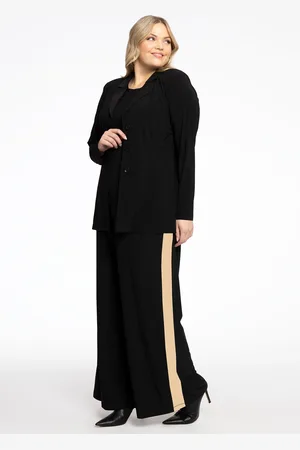 Yoek Wijde broek Contrast Lines | Zwart | Maat 38/40