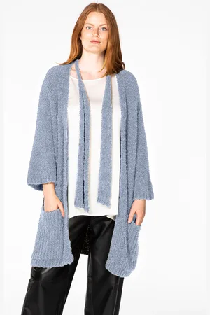 Yoek Cardigan scarf teddy | Blauw | Maat 38