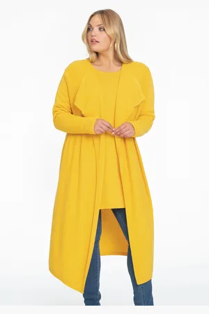 Yoek Vest met gedrapeerde hals cashmere | Geel | Maat 38/40