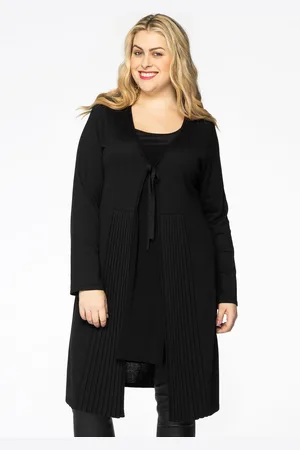 Yoek Vest gebreid / plissé | Zwart | Maat 38/40