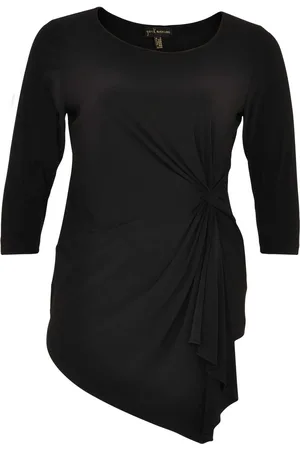 Yoek Shirt met knoop | Zwart | Maat S