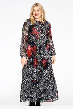 Yoek Jurk bow neck PAINTED | Zwart | Maat 38/40