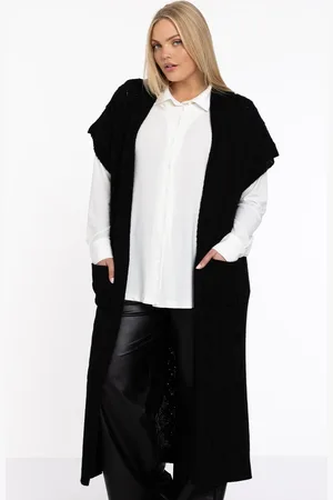 Yoek Mouwloos vest CABLE | Zwart | Maat 38/40