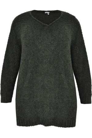 Yoek Pullover v-neck teddy | Groen | Maat 38