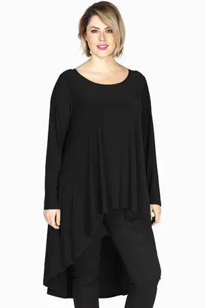 Yoek Tunic longer back | Zwart | Maat 38