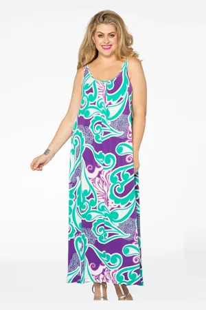 Yoek Maxi jurk | Paars | Maat 38/40