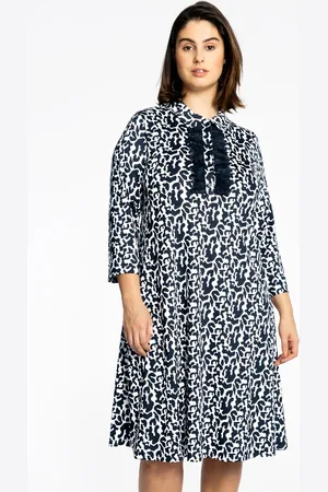 Yoek Jurk met kanten ruches PANTHERA | Blauw | Maat 38/40