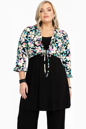 Yoek Bolero met ruches OPAL | Zwart | Maat 38/40
