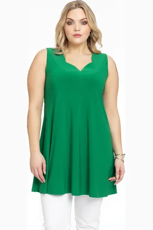 Yoek Singlet wide bottom V-hals | Groen | Maat 38/40