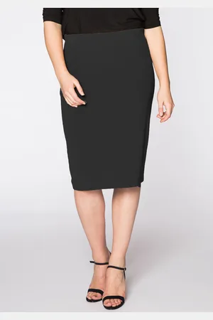 Yoek Skirt zip midback crèpe | Zwart | Maat 38