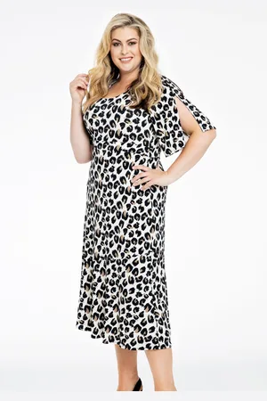 Yoek Jurk asymmetrische FELINE | Bruin | Maat 38/40
