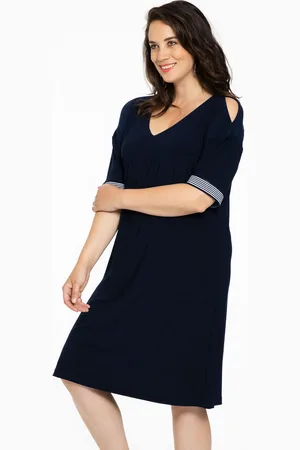 Yoek Jurk gestreepte mouwen | Blauw | Maat 38/40