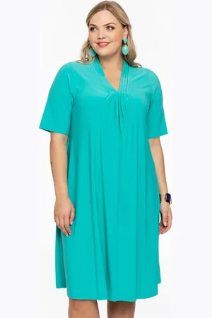 Yoek Jurk met korte mouw | Turquoise | Maat 38/40