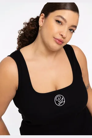 Yoek Tanktop met logo LOUNGE | Zwart | Maat 38/40