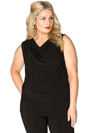Yoek Top watervalhals | Zwart | Maat 38/40