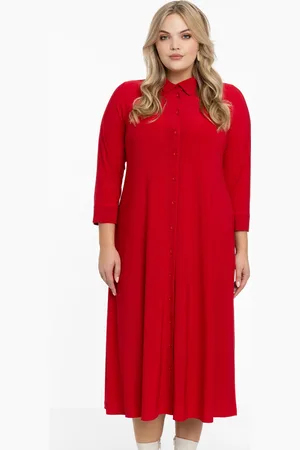 Yoek Lange blouse-jurk | Rood | Maat 38/40