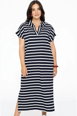Yoek Jurk met kraag | Blauw | Maat 38/40