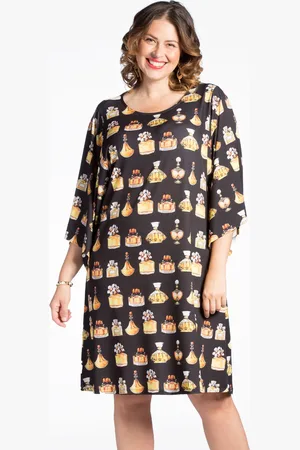 Yoek Dress PERFUME wide sleeves | Zwart | Maat 38/40