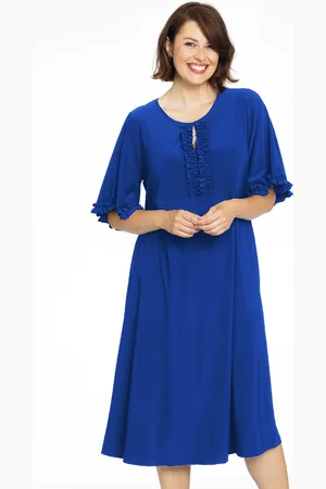 Yoek Jurk met ruches | Indigo | Maat 38/40