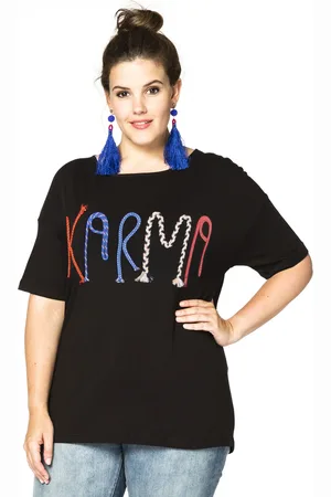 Yoek Shirt wide KARMA | Zwart | Maat 38/40