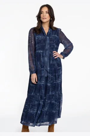Yoek Jurk met volants DENIM MOUSSE | Blauw | Maat 38/40