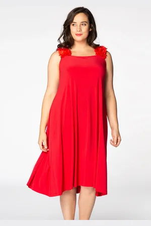 Yoek Jurk met bloemen | Rood | Maat 38/40