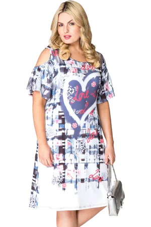 Yoek Jurk met open schouders love | Blauw | Maat S