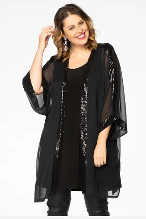 Yoek Kimono met pailletten | Zwart | Maat 38/40