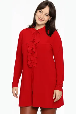 Yoek Blouse met volants | Rood | Maat 38/40