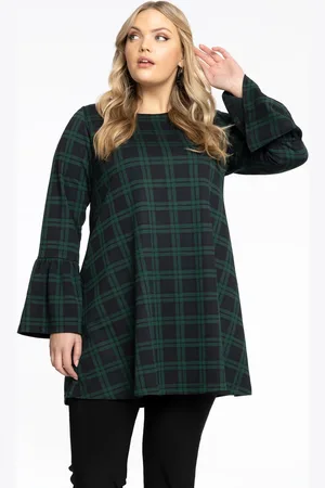 Yoek Tunic wide bottom flared cuff GILLY | Zwart | Maat 38/40