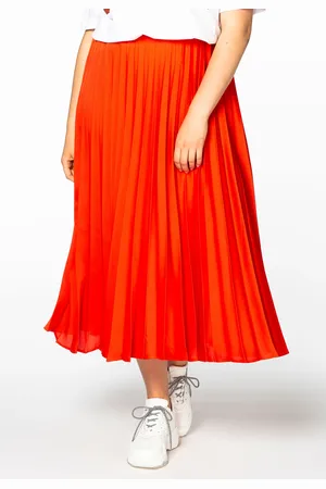 Yoek Skirt satin plissé | Rood | Maat 38/40