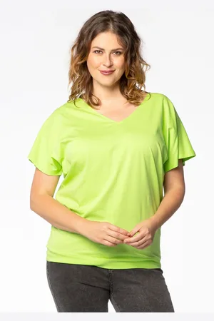 Yoek Top double v-neck | Groen | Maat 38/40