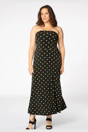 Yoek Dress strapless DOTS | Zwart | Maat 38/40