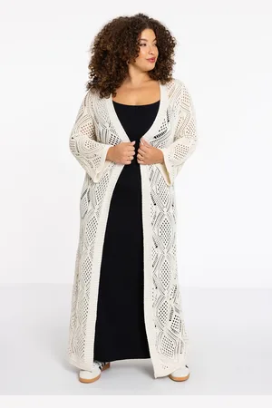 Yoek Cardigan crochet LOUNGE | Beige | Maat 38/40
