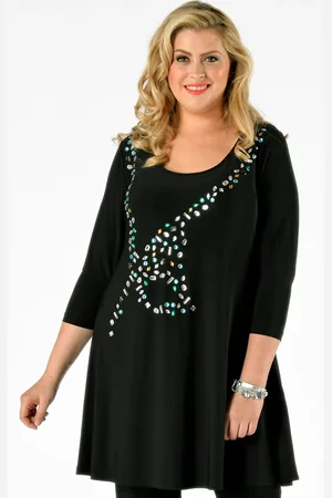 Yoek Shirt wide bot stenen | Zwart | Maat S