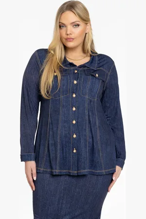 Yoek Blouse flare DENIM | Blauw | Maat 38/40