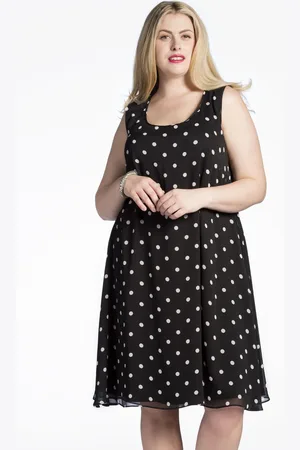 Yoek Mouwloze jurk DOTS | Zwart | Maat 38/40