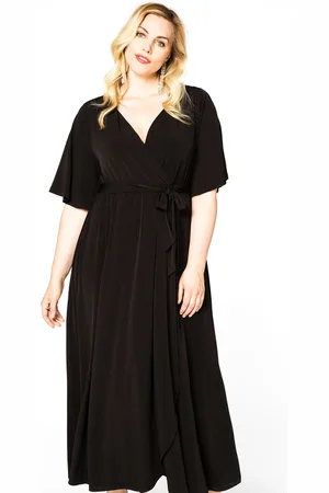 Yoek Dress cross-over | Zwart | Maat 38/40