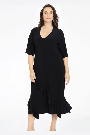 Yoek Jurk met ruches | Zwart | Maat 38/40